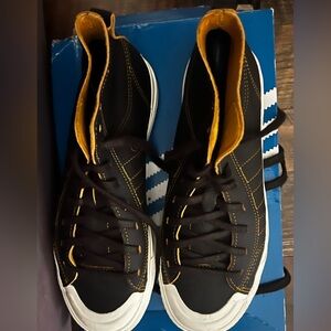 adidas Black and Gold High-Top Sneakers